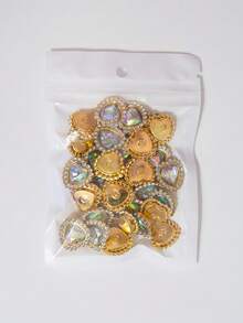 20/35/60/95pcs/Bag Mixed Color, Solid Color Heart-Shaped Rhinestone Decor With Gold Base, Suitable For Phone Cases, Bags, Shoes, Clothing Accessories And Jewelry Making DIY Crafts, Multiple Colors Available - Heart-shaped Diamond - View 43