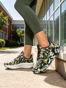 Chaussures de course pour femmes, tige en tissu minimaliste, semelle EVA haute élasticité, unisexe, chaussures de tennis de sport pour un usage quotidien décontracté - Vert armée - Voir 3