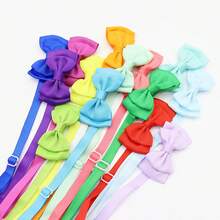 10pcs Solid Color Double Layer Bowknot Dog Cat Decorative Bow Collar Adjustable - Multicolor - View 4