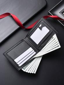 SHABILI New Men's Short Wallet, Youth Fashion Plaid Horizontal Soft Wallet With Large Capacity And Multiple Card Slots - Black - View 5