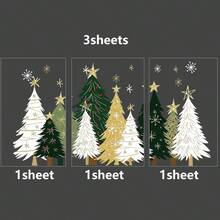 3-Pack Static Cling Window Stickers PVC Christmas Tree And Snowflake Decors - Winter Snowflakes With Christmas Trees, Glossy Finish, Suitable For Doors, Mirrors, Laptops, Tablets - Stick-On, Yellow-Green-Gold Christmas Tree And Snowflakes, Winter Home Window Decoration (No Residue) - Multicolor - View 13