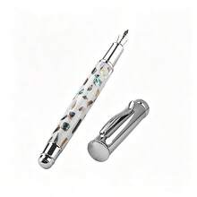 Luxury Abalone Shell Fountain Pen Beautiful Handmade Inlaid Shell Pen Silver Metal Trim Gift Pen For Collection Birthday Business Present - 1308 - View 5
