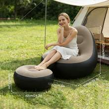 Sofa Lipat Portabel untuk Berkemah di Luar Ruangan dengan Sandaran Kaki, Kursi Bean Bag Tiup, Sofa Lipat Portabel dengan Sandaran Kaki, Kursi Bean Bag Bulat Lembut Lipat, Kursi Santai Multifungsi Satu Lapis untuk Ruang Tamu, Kamar Tidur, Balkon, Kantor, Asrama, Piknik, Sofa Nyaman untuk Hadiah Rumah - Model baru - View 9