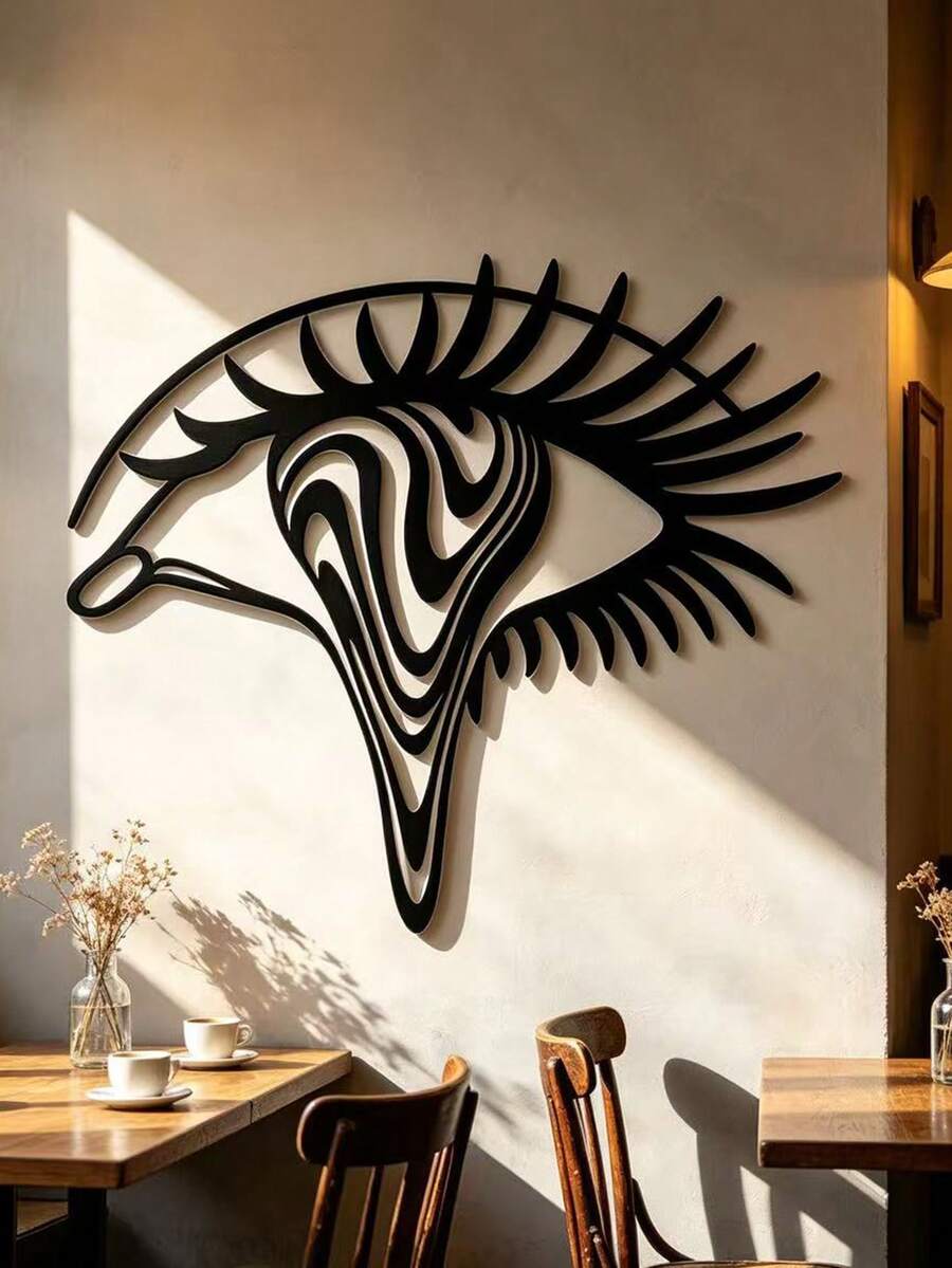 Eye Wall Art - Black & White Detailed Design Metal Wall Decor, Exotic Modern Home Decoration, Suitable For Living Room, Bedroom, Office And Other Spaces, Unique Artwork - Black - View 1