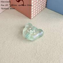 Solid Color Dripping Oil Smiling Face Acrylic Bear Head Pendant DIY Handmade Keychain Bag Hanging Accessories Gift Matching - Multicolor - View 15