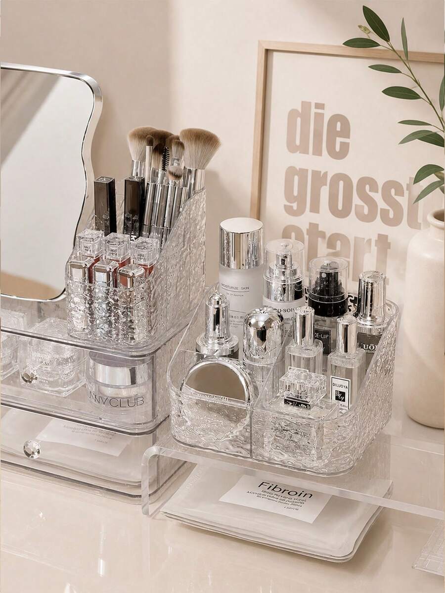 1pc Makeup Storage Box, Lipstick Holder, A Box For Storing Cosmetics, A Container For Organizing Girl's Makeup Brushes, A Container For Storing Hair Accessories, A Compartmentalized Box For Storing Hair Bands, Hair Clips And Hair Bows - Multicolor - View 1