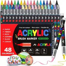 24/36/48/60/72/100/120/168 pièces 24~168 couleurs assorties de marqueurs acryliques liquides avec pointes souples, ensemble de couleurs mixtes, stylos de dessin DIY pour étudiants en art, convient pour la peinture sur roche, la calligraphie, la découpe de papier, l'écriture manuscrite, les cartes de vœux, le carton noir, la peinture sur pierre, le bois, le plastique, la canevas, convient aux étudiants et aux employés de bureau, meilleur cadeau de fête, Nouvel An, Halloween, cadeau de Noël, couleurs aléatoires, emballage aléatoire - A - Voir 12