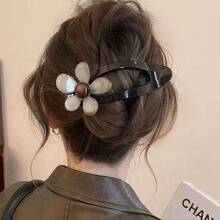 Large Flower Alligator Hair Clip For Women, Comfortable Non-Snagging Back Of Head Hair Accessory, Elegant New Style Straight Claw Clip - Multicolor - View 2