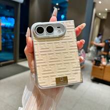 1pc Cute Multi-Color Silver Edge Geometric Gradient Leather Texture Popular Fashion Apple Phone Case Folding Phone Case Protective Cover Smart Phone Case Fashion Phone Cover Lightweight Shockproof Anti-Slip Smart Phone Case Compatible With Apple Duo - Multicolor - View 14