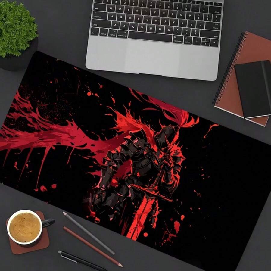 1pc Black & Red Knight Large Gaming Mouse Pad | Ultra-Smooth Keyboard ...