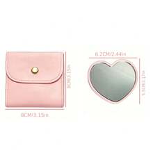 Heart-Shaped Makeup Mirror And Cosmetic Bag Set, Purple Makeup Mirror With Exquisite Matching Cosmetic Bag, Portable Makeup Mirror Set, Suitable For Women, Party Gift, Women Birthday, Holiday Gift - Multi-color - View 10