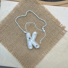 You Can Make Your Own White Diamond Letter Car Rearview Mirror Hanger. It Features A Silver Bead Chain Design, With An Elegant Shiny Cream Texture. It Can Be Easily Hung On The Car's Rearview Mirror And Is A Charming Interior Decoration For Your Car. - Letter Pendant - View 47