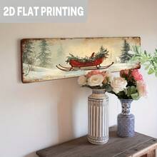 2D Flat, 1pc, Vintage Winter Scene Red Sleigh Sign, Christmas Sleigh Ride Wall Decor, Suitable For Farmhouse, Entryway, Home, Bedroom, Decorative Sign, 5x16 Inches, (Random Style) - A - View 7