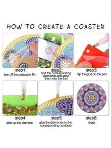 8-Piece Set Of Diamond Painted Coasters, Diamond Painted Coasters With Stand, Diamond Painted Crafts Set, Adult Mosaic DIY Full Diamond Set - A - View 6