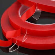 Nail Polish Transparent Tape, High Transparency Double-Sided Seamless Tape, Suitable For Nail Salons. Nail Sticker Display Fixing Tape, Nail Model Display Supplies - Red - View 1
