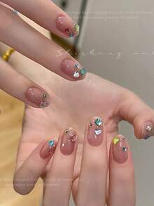 100pcs Random Mixed Color 3mm Heart-Shaped K9 Flatback Rhinestones, Hot-Selling Autumn/Winter Nail Art Decor, Sparkling Champagne Pink Purple Colorful Crystal Irregular Diamonds - Multicolor - View 7