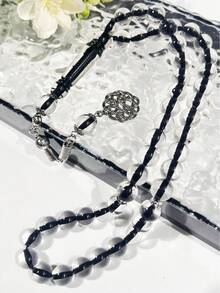 1pc Black String 45pcs Red Muslim Prayer Beads, Minimalist Texture Rosary Unisex - Blue - View 11