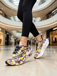 Men's Athletic Shoes, Versatile All-Match Fabric Upper Tennis Shoes, EVA Lightweight Sole, Commuting Jogging Casual Sports Shoes - Yellow - View 11