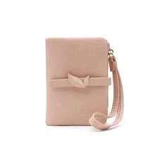 PRETTYZYS 1pc Pink Women's Short Wallet, Solid Color, 2026 New Korean Style Minimalist Fresh Leaf Snap Fold Zipper Multi-Function Card Holder Coin Purse Handbag, Daily Travel, Christmas Gift, Back To School, Valentine's Day Gift, All Season - Pink - View 11