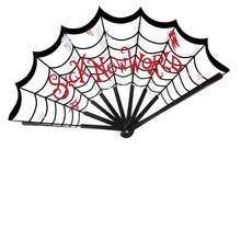 1pc Halloween Themed Spider Web Print Folding Fan, Handheld Decorative Fan, Costume Party Styling Prop, Holiday Party Small Gift - Multicolor - View 1