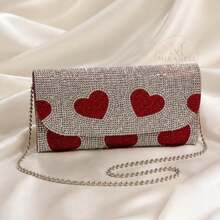 Bolso Clutch de Noche con Pedrería Bling y Cadena - Cartera Sobre Elegante de Fiesta para Bodas, Gala o Eventos - 1 - Ver 1