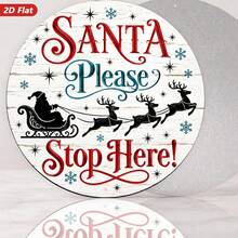 2D Flat, 1pc Round Metal Sign Wall Art, Flying Reindeer Silhouette, Snowflake And Star Pattern, Rustic Style Home Decor, Suitable For Living Room, Entryway, Indoor And Outdoor Weather-Resistant Decoration, Durable (Random Hole Position) - A - View 10