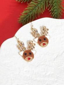 European & American Christmas Best-Selling Reindeer Earrings, Elegant Versatile Holiday Atmosphere Earrings For Women - Multicolor - View 1