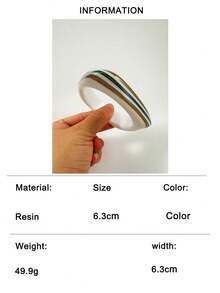 1pc/Vintage Retro Style Resin Rainbow Horizontal Striped Wide Bracelet, Suitable For Women's Daily Commute, Dopamine Outfit Jewelry Gift - Multicolor - View 14