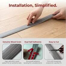 Pc Peel And Stick T-Molding Trim, Floor Transition Strips, Flexible, Vinyl Flooring Edging Moulding Divider Trim For Joining Floor Gaps Doorways - Transition Sticker - View 9