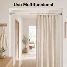 Barra Telescópica Multifuncional de Acero Inoxidable, Ajustable y Sin Taladro, para Cortina de Baño, Ropa y Armario - Ver 4