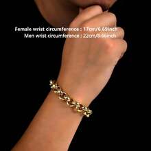 1 buah Gelang Pola Lingkaran Diameter 12mm, Gelang Hip-Hop Modis untuk Pria, Hadiah Ulang Tahun dan Hari Raya, Cocok untuk Pemakaian Sehari-hari Pria - Emas - View 6