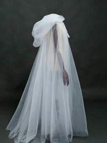 1pc Halloween Hooded Mesh Cape, Vampire Bride Witch Grim Reaper Cosplay Long Cloak - Multicolor - View 1