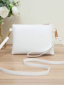 Women Floral Lace Crossbody Bag, Elegant Embroidered Small Shoulder Bag With Adjustable Strap, Summer Vacation Clutch Purse - White - View 2