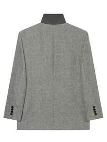 Women's Vintage Grey Oversized Blazer, Casual Autumn/Winter Outfit, Halloween Style - Grey - View 8