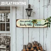 2D Flat, 1pc, Vintage "Merry Christmas" Metal Sign, Tropical Holiday Theme, Wall Decor, Suitable For Living Room, Patio, Beach House, Cafe, Office, Decorative Sign (Random Style) - A - View 4