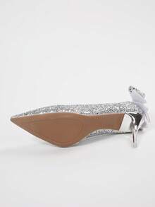 Glitter Silver Bow New Chinese Style Fabric Glitter 2026 Fashion High Heel Pumps Outdoor All Seasons - Silver - View 3