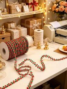Red & Green Ribbon, 9m DIY Christmas Ribbon Rope, Christmas Decrations, Christmas Decor Home For Gift Wrapping, Crochet, Lace Making, Christmas Home Holiday Craft Projects - Multicolor - View 5