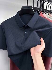 Pro Man Wardrobe Lightweight Breathable Men's Polo Shirt, Suitable For Golf, Formal Wear, And Commuting - Navy Blue - View 1
