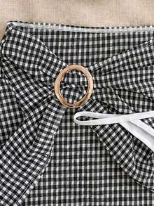 Bộ bikini 3 mảnh kẻ caro đen trắng cổ điển, thiết kế váy ôm sát cạp cao, mang đến cảm giác nghỉ dưỡng. - Nhiều màu - Xem 6