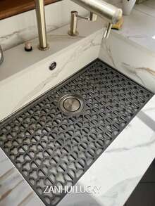 1pc Kitchen Sink Mat, Honeycomb Hollow Drainage Pad, Dish Sink Protector Mat With Drain Hole, Anti-Scratch Anti-Slip Sink Liner - Multicolor - View 8