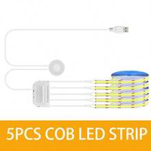 Hand Wave Activated COB LED Cabinet Lights, USB Powered, One Sensor Controls Multiple Light Strips, 2 Color Temperatures Flexible Cuttable LED Strips For Display Showcase, Wardrobe - White - View 12
