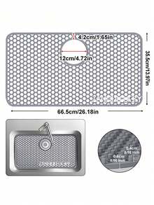 1pc Kitchen Sink Mat, Honeycomb Hollow Drainage Pad, Dish Sink Protector Mat With Drain Hole, Anti-Scratch Anti-Slip Sink Liner - Multicolor - View 11