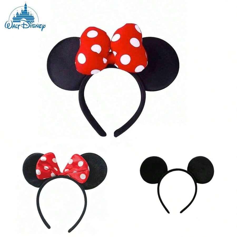 Disney 1件裝迪士尼黑色耳環髮箍配紅色波點蝴蝶結－經典米奇耳朵，適合化裝派對、主題派對、戶外攝影、迪士尼樂園參訪、角色扮演與日常穿戴 - 查看 1