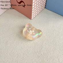 Solid Color Dripping Oil Smiling Face Acrylic Bear Head Pendant DIY Handmade Keychain Bag Hanging Accessories Gift Matching - Multicolor - View 34