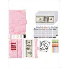 1pc A6 Premium PU Leather Budget Planner, Cash Envelope Style Loose-Leaf Notebook, Personal & Family Financial Budget Management, Multiple Colors Available! High-End Leather Cover With Magnetic Clasp, 6-Hole Loose-Leaf Ring For Flexible Page Addition/Removal, Side Multi-Card Slot Design, Paired With Zipper Cash Envelopes For Convenient Cash, Receipt & Bill Organization. Compact & Portable Size To Help You Manage Income & Expenses - Multicolor - View 1