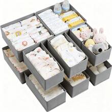 12pcs Baby Clothes Storage Boxes, Vanity Drawer Organizer, Suitable For Baby Clothes, Nursery Vanity Divider Boxes, Can Store Underwear, Socks, Ties, Scarves - Multicolor - View 19