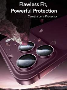 3片裝 [2026新款] 9H鋼化玻璃相機鏡頭保護貼，相容 iPhone 18 Pro Max/18 Pro，酒紅色，亮面金屬環，高清晰透明，防刮防指紋，防碎無氣泡，易安裝，相容手機殼，零售包裝，適合作為朋友與家人的生日禮物 - 酒紅色 - 查看 4