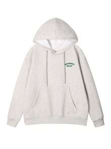 Women's Fashion Autumn/Winter Round Neck Loose Slouchy Casual Versatile Letter Print Sweatshirt - Light Gray - View 5