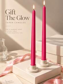 Bright Pink Taper Candles, 4/8pcs Drip-Free Magenta Dinner Candles, Long Burning Unscented Candles, Suitable For Weddings, Home Decor, Tabletop, Romantic Gatherings And Holiday Decorations - one-size - View 2