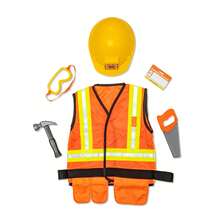 Melissa & Doug Construction Worker Role Play Costume Dress-Up Set (6 Pcs) - Construction Worker Costume - View 3